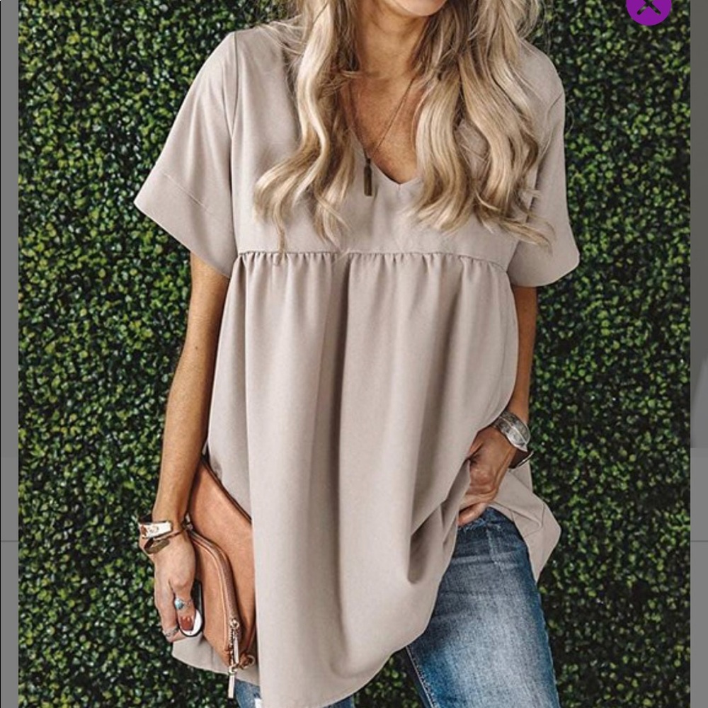 Khaki v- neck top
